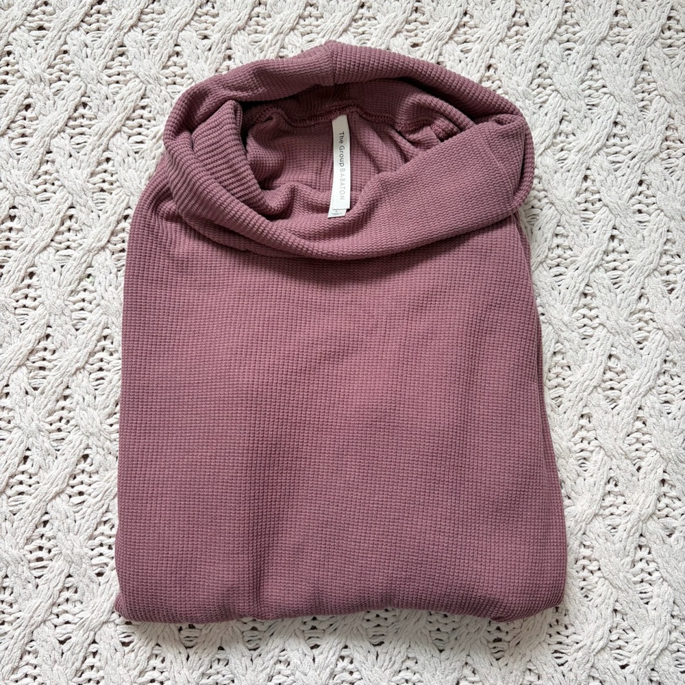 Babaton Mauve Cowl Neck Top - Aritzia Waffle Knit - Size Large - Picture 7 of 7
